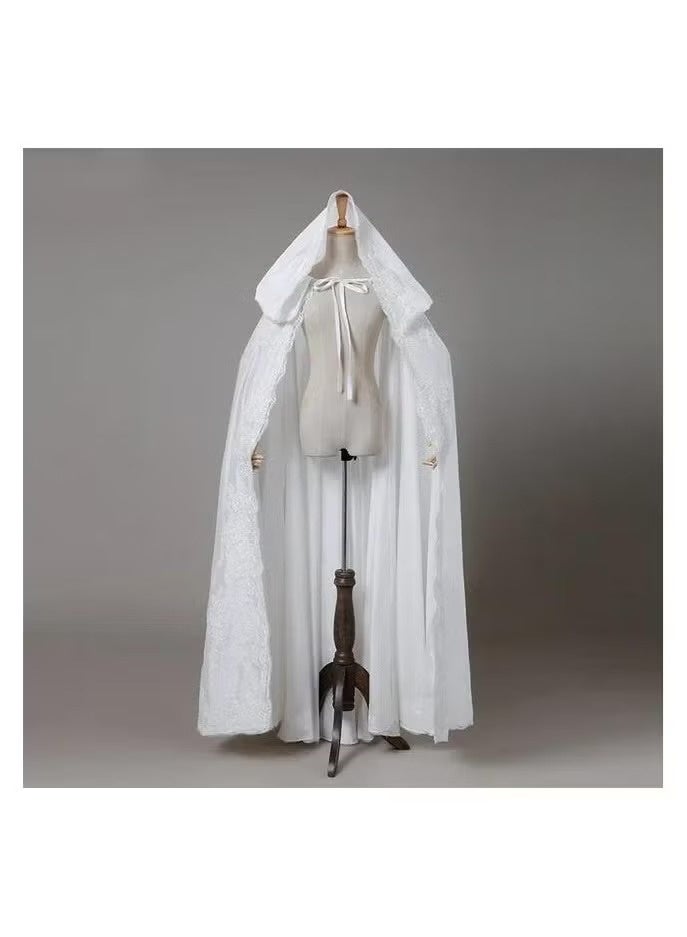 Bridal abaya made of silk satin fabric with lace trim - Image 1